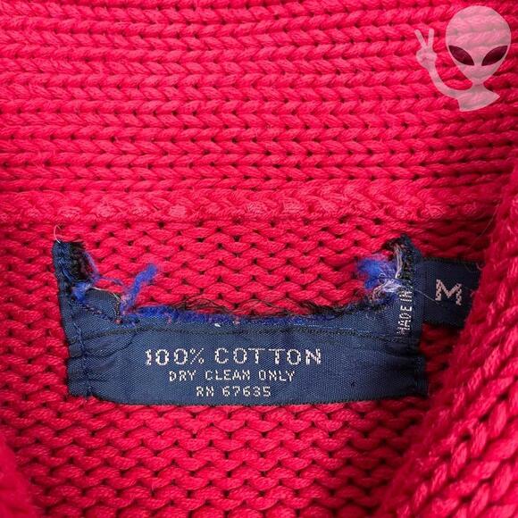 Polo Ralph Lauren Men's Medium Red Shawl Collar Sweater 80s - Picture 5 of 8